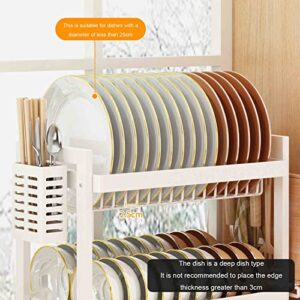 Kitchen Counter Dish Drainer Rack, with Utensil & Cutting Board Holder & Drip Tray, Multi-Function Large Capacity Dish Drain Rack,Black,2 Tier