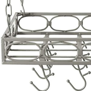 Old Dutch Rectangular Hanging Pot Rack with 16 Hooks, Antique Pewter, 36 x 18 x 4 inches