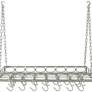 Old Dutch Rectangular Hanging Pot Rack with 16 Hooks, Antique Pewter, 36 x 18 x 4 inches