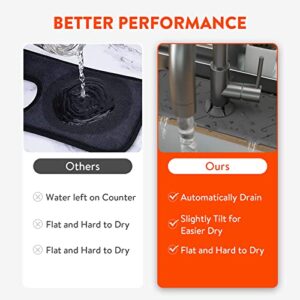 Kitchen Sink Splash Guard Silicone Sink Faucet Mat Water Catcher Mat Sink Draining Pad Rubber Drying Mat for Kitchen Sink, 2 Pack, Grey