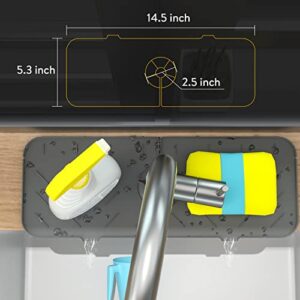 Kitchen Sink Splash Guard Silicone Sink Faucet Mat Water Catcher Mat Sink Draining Pad Rubber Drying Mat for Kitchen Sink, 2 Pack, Grey