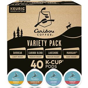 keurig caribou coffee favorites variety pack, single-serve coffee k-cup pods sampler, 40 count