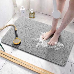 asvin soft textured bath, shower, tub mat, 24×16 inch, phthalate free, non slip comfort bathtub mats with drain, pvc loofah bathroom mats for wet areas, quick drying