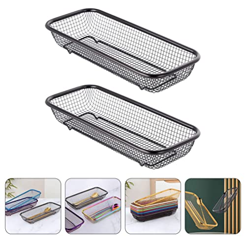 CALLARON 2Pcs Dishwasher Silverware Basket Utensil Drying Rack Cutlery Organizers Caddy Countertop Storage Baskets for Spoon Chopstick Knife Fork Black