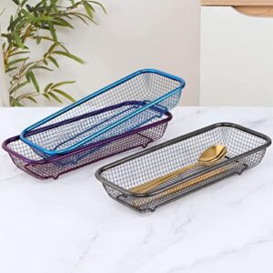 CALLARON 2Pcs Dishwasher Silverware Basket Utensil Drying Rack Cutlery Organizers Caddy Countertop Storage Baskets for Spoon Chopstick Knife Fork Black