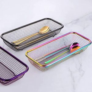 CALLARON 2Pcs Dishwasher Silverware Basket Utensil Drying Rack Cutlery Organizers Caddy Countertop Storage Baskets for Spoon Chopstick Knife Fork Black