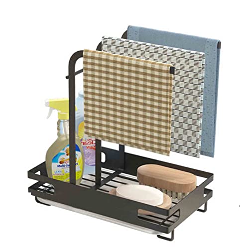 Kitchen Arrangement Rack, Wall-Mounted Countertop Dual-use Sink Storage Rack, with Removable Drain Pan,Black