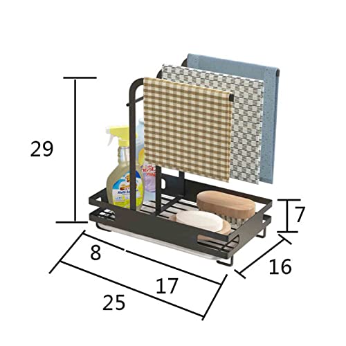 Kitchen Arrangement Rack, Wall-Mounted Countertop Dual-use Sink Storage Rack, with Removable Drain Pan,Black