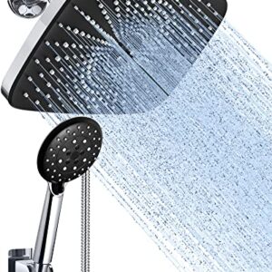 Veken 12 Inch Rain Shower Head with 5 Settings High Pressure Handheld Spray, Rainfall Shower Head with Adjustable Extension Arm, Chrome Dual Shower Head and Handheld Shower Head Combo with 70” Hose.