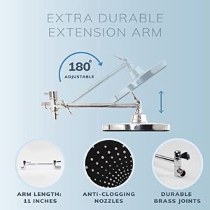 Veken 12 Inch Rain Shower Head with 5 Settings High Pressure Handheld Spray, Rainfall Shower Head with Adjustable Extension Arm, Chrome Dual Shower Head and Handheld Shower Head Combo with 70” Hose.