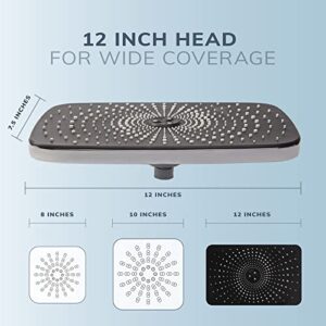 Veken 12 Inch Rain Shower Head with 5 Settings High Pressure Handheld Spray, Rainfall Shower Head with Adjustable Extension Arm, Chrome Dual Shower Head and Handheld Shower Head Combo with 70” Hose.