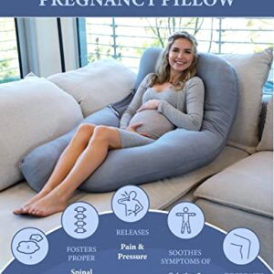 Pharmedoc Pregnancy Pillows, U-Shape Full Body Pillow – Cooling Cover Dark Grey – Pregnancy Pillows for Sleeping – Body Pillows for Adults, Maternity Pillow and Pregnancy Must Haves