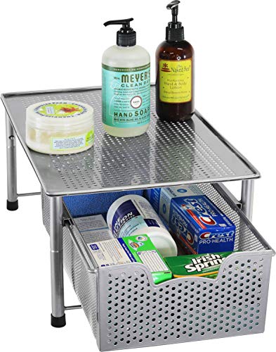 Simple Houseware Stackable Cabinet Basket Drawer Organizer, Silver