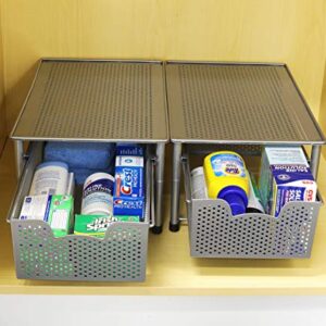 Simple Houseware Stackable Cabinet Basket Drawer Organizer, Silver