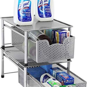 Simple Houseware Stackable Cabinet Basket Drawer Organizer, Silver