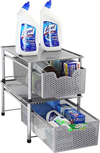 Simple Houseware Stackable Cabinet Basket Drawer Organizer, Silver