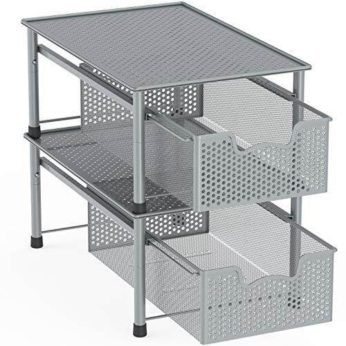 Simple Houseware Stackable Cabinet Basket Drawer Organizer, Silver