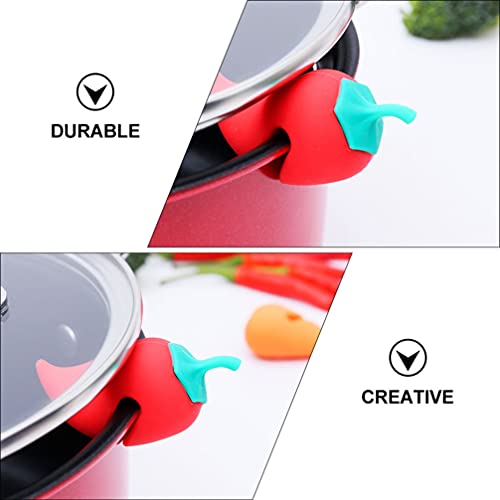 Silicone Pot Lid Lifters 2Pcs Spill- proof Lid Lifter Silicone Lid Lifts Chili Kitchen Pot Lid Holders Lid Stand Heat Resistant Holder Keep The Lid Open (Red) Steam Releaser