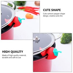 Silicone Pot Lid Lifters 2Pcs Spill- proof Lid Lifter Silicone Lid Lifts Chili Kitchen Pot Lid Holders Lid Stand Heat Resistant Holder Keep The Lid Open (Red) Steam Releaser