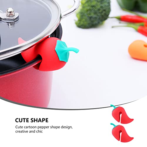 Silicone Pot Lid Lifters 2Pcs Spill- proof Lid Lifter Silicone Lid Lifts Chili Kitchen Pot Lid Holders Lid Stand Heat Resistant Holder Keep The Lid Open (Red) Steam Releaser