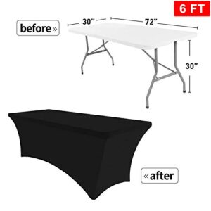 SEPARO - 2Pack, 6FT Spandex Table Cover Fitted Rectangular Tablecloth Stretchable Fabric Lycra Tablecloth 6 ft Wrinkle-Free for Party Dj Tradeshows Banquet Weddings Cocktail, 2 Pcs