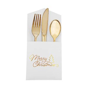 christmas gold foil cutlery holders – party supplies – 12 pieces