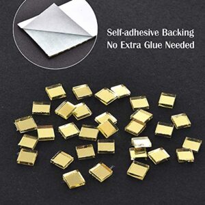 3500pieces Gold Square Mirrors Mosaic Tiles Self-Adhesive Mini Square Glass, 5x5mm Each