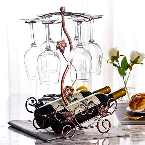 Bonoda Countertop Wine Rack with Glass Holder Freestanding Tabletop Wine Glasses Display Rack