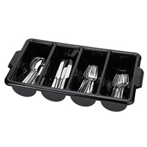 rw clean 21.9 x 14.2 x 3.5 inch silverware organizer, 1 crack-resistant cutlery tray – 4 compartments, built-in handles, black plastic utensils drawer holder, wrap-resistant, for kitchen organization