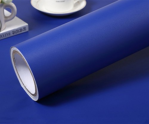 Temall Solid Color Frosted Self Adhesive Wallpaper Waterproof Shelf Drawer Liner Cabinet Sticker 15.6 inch by 9.8 Feet (Royal Blue)