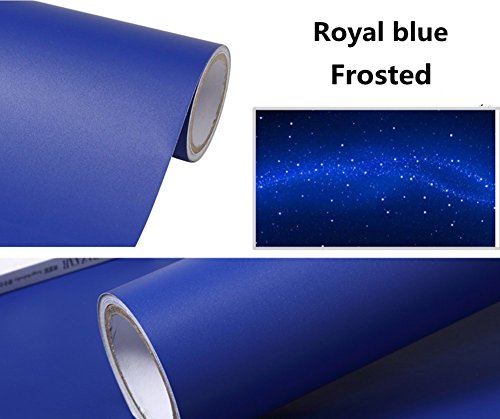 Temall Solid Color Frosted Self Adhesive Wallpaper Waterproof Shelf Drawer Liner Cabinet Sticker 15.6 inch by 9.8 Feet (Royal Blue)