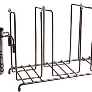 San Jamar C8003WFS Steel Cup and Lid Wire Organizer with Caddy and 3 Stacks, Black