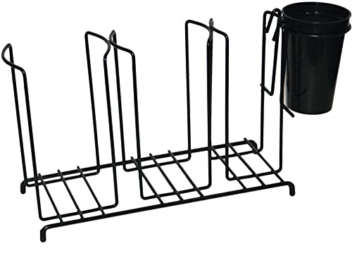 San Jamar C8003WFS Steel Cup and Lid Wire Organizer with Caddy and 3 Stacks, Black