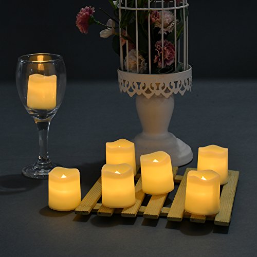 SHYMERY Flameless Votive Candles,Flameless Flickering Electric Fake Candle,24 Pack 200+Hour Battery Operated LED Tea Lights in Warm White for Wedding,Table,Festival,Halloween,Christmas Decorations