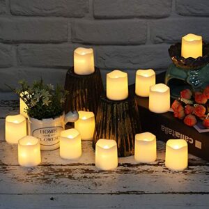 SHYMERY Flameless Votive Candles,Flameless Flickering Electric Fake Candle,24 Pack 200+Hour Battery Operated LED Tea Lights in Warm White for Wedding,Table,Festival,Halloween,Christmas Decorations