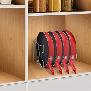 Simple Trending Adjustable Pan and Pot Lid Organizer Rack Holder, Kitchen Counter and Cabinet Organizer, Silver
