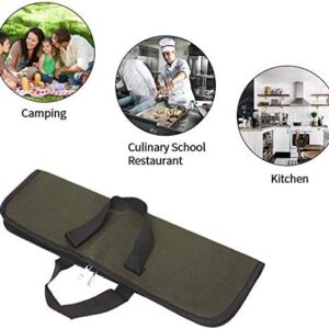 QEES Knife Roll,Heavy Duty Knife Bag,Waxed Canvas knife Case with 4 Slots For Knives & Kitchen Tools,Chef Knife Bag With Handle.Portable Knife Roll Bag For Chefs Culinary Traveling.Knives Pouch