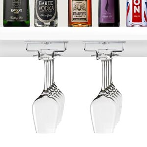 Yimerlen 2 Pack 10.6 Inch Wine Glass Holder and Wine Glass Rack Metal Stemware Holder, Under Cabinet Wine Glass Hanger for RV Mini Bar Kitchen (Silver — Double Entry Style)