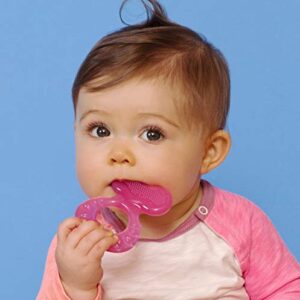 Nuby Silicone Teethe-eez Teether with Bristles, Includes Hygienic Case, Pink