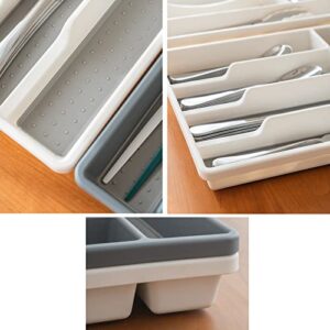 Silverware Drawer Organizer, Non Slip Utensil Tray, Kitchen Drawer Organizer, 6 Compartment Flatware Cutlery Organizer