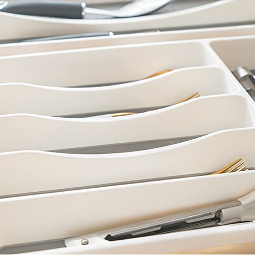 Silverware Drawer Organizer, Non Slip Utensil Tray, Kitchen Drawer Organizer, 6 Compartment Flatware Cutlery Organizer