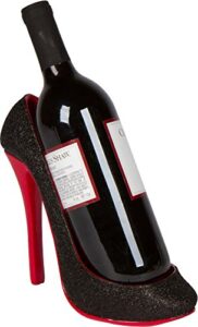hilarious home 8.5″x 3.5”x 7″ high heel wine bottle holder – stylish conversation starter wine rack (black)