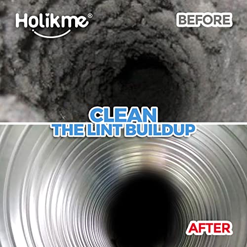 Holikme 30 Feet Dryer Vent Cleaner Kit, Flexible Lint Brush with Drill Attachment, Extends Up to 30 Feet for Easy Cleaning, Synthetic Brush Head, Use with or Without a Power Drill