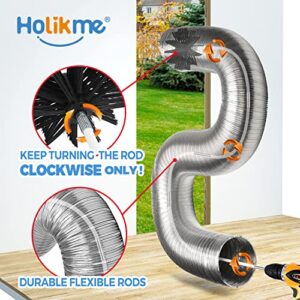 Holikme 30 Feet Dryer Vent Cleaner Kit, Flexible Lint Brush with Drill Attachment, Extends Up to 30 Feet for Easy Cleaning, Synthetic Brush Head, Use with or Without a Power Drill
