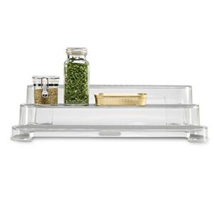 madesmart Clear Shelf Organizer - Lt. Grey | BATH COLLECTION | 3-Tier Cabinet or Countertop Organizer | Soft-grip Lining and Non-slip Fee | BPA-Free