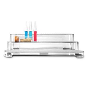 madesmart Clear Shelf Organizer - Lt. Grey | BATH COLLECTION | 3-Tier Cabinet or Countertop Organizer | Soft-grip Lining and Non-slip Fee | BPA-Free