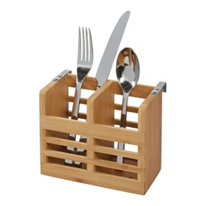iDesign Formbu Bamboo Silverware Caddy Utensil Holder for Kitchen Countertops, Cabinets, Dining Table, Patio, 6.5" x 2.36" x 5.12", Beige