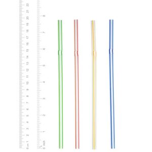 [200 Pack] Flexible Disposable Plastic Drinking Straws - 7.75" High - Assorted Colors Striped