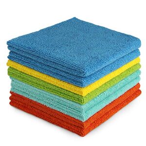 aidea microfiber cleaning cloths-8pk, all-purpose softer highly absorbent, lint free – streak free wash cloth for house, kitchen, car, window, gifts(12in.x 12in.)