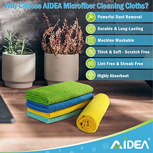 AIDEA Microfiber Cleaning Cloths-8PK, All-Purpose Softer Highly Absorbent, Lint Free - Streak Free Wash Cloth for House, Kitchen, Car, Window, Gifts(12in.x 12in.)